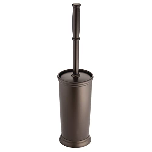 Toilet Bowl Brush and Holder - Covered Bathroom Toilet Brush - Standing Toilet Bowl Scrubber in Modern Holder - Compact, Space Saving, Deep Cleaning Brush for Toilet - Hyde Collection - Bronze