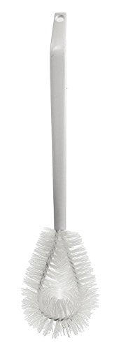 Bent Tip Toilet Bowl Brush – Curved Head Reaches Under Rim – Heavy-Duty Bristles Remove Stains Without Scratching – 19.5” Long Handle