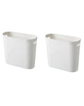 Bathroom Small Trash Can, 3 Gallon Slim Plastic, Set of 2, White