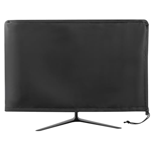 Monitor Dust Cover Heavy Duty Anti-tear Full Body Protective Case Universal for Computer LED LCD Screen Wih Adjustable Bottom Tight Rope Black -31W x20H in
