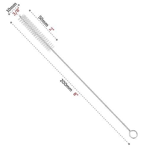Drinking Straw Cleaning Brushes Set Pipe Tube Cleaner Nylon Bristles Stainless Steel Handle - 8" x 3/8" (10mm) - Set of 15 - view 2