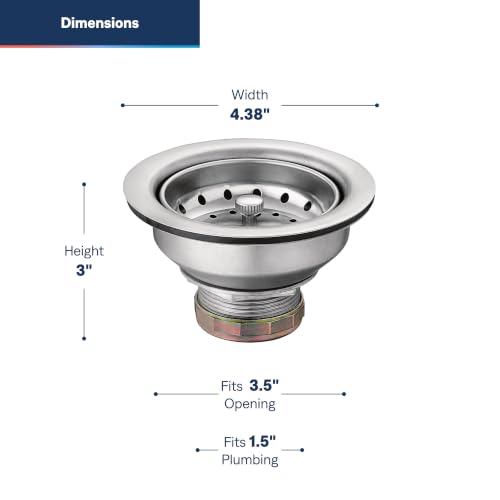 Kitchen Sink Strainer Basket with Drain Assembly, Stainless Steel, 22036 - view 3