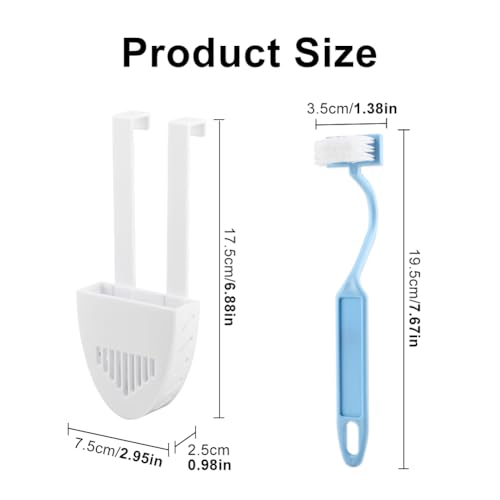 2Pcs Toilet Tank Cleaning Tablet Holder, Hanging Toilet Cleaner Box Tablet Bracket Preventing Dissolved from Polluting Water Tank Fits Most Standard Toilets Tanks, w/Brush - view 2