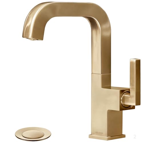 Champagne Gold Bathroom Faucet Single Hole, Solid Brass Faucet