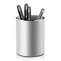 Metal Pen Holder Aluminum Pencil Holder for desk, Round Desktop Organizer and Silver Pencil Cup for Office, School, Home and Stationary Supplies (3.15 x 3.15 x 3.94 Inches)
