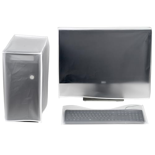Computer Dust Cover Monitor +Keyboard+CPU Tower Desktop 3 Pieces Set PC dust Proof Computer Covers Case (22"-24" Monitor Set)
