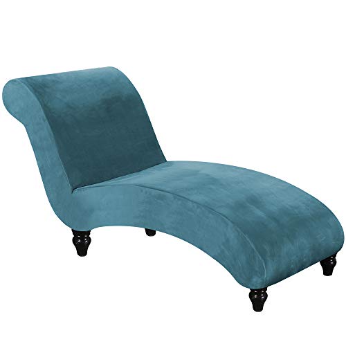 Chaise Lounge Slipcover Velve Luxury Stretch Chaise Covers for Living Room Indoor Ultra Soft Machine Washable, Peacock Blue