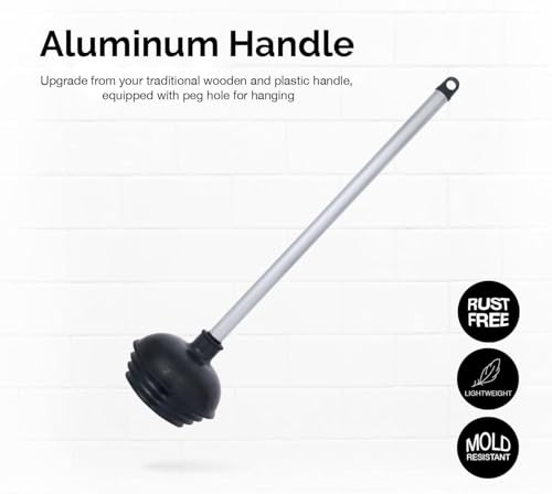 60166A Toilet Plunger with Patented All-Angle Design, Heavy-Duty Toilet Bowl Plunger with Aluminum Handle, Bathroom Necessity, Black, 1-Pack - view 4