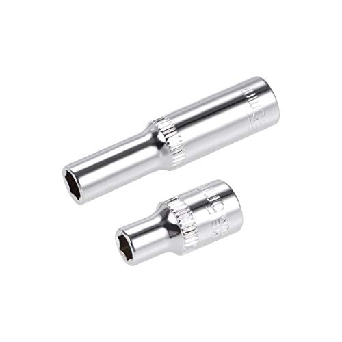 1/4-Inch Drive by 5mm Deep and Shallow Socket Set of 2 Pcs, Cr-V, 6-Point, Metric