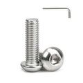#6-32 x 3/4" (100 Pcs) Button Head Hex Socket Cap Screws Bolts, 304 Stainless Steel 18-8, Hex Drive, Bright Finish, Fully Machine Thread