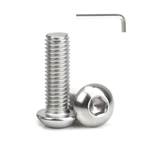 #6-32 x 3/4" (100 Pcs) Button Head Hex Socket Cap Screws Bolts, 304 Stainless Steel 18-8, Hex Drive, Bright Finish, Fully Machine Thread