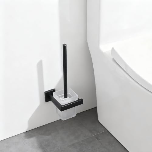 Matte Black Toilet Brush and Holder Set, Wall Mounted Toilet Bowl Brush with Long Handle, Stainless Steel Toilet Brushes for Bathroom-Space Saving - view 5