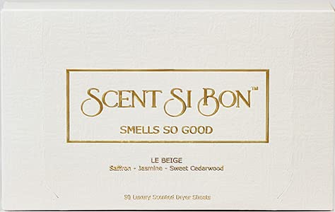 Luxury Scented Dryer Sheets, 50 Sheets, Le Beige Scent With Saffron, Jasmine, Sweet Cedarwood, Fragrant Clothing Freshener, Fabric Softener, Reduce Static and Wrinkles