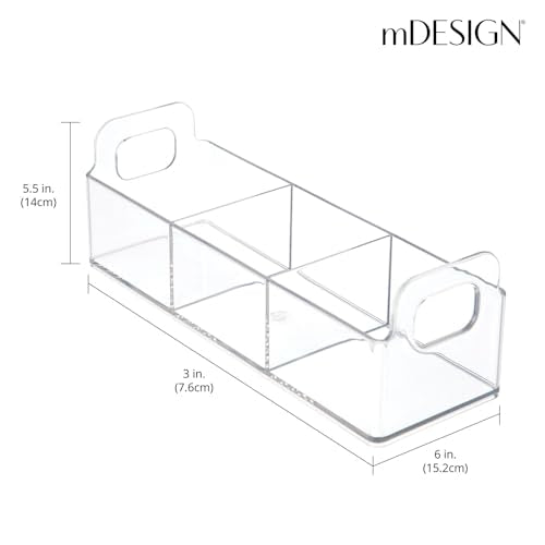 Plastic Condiment Organizer and Tea Bag Holder - 9" Long Kitchen Pantry/Countertop Storage Caddy - Divided Chip, Snack, Granola, Oatmeal Packet Holder - Lumiere Collection - 4 Pack - Clear - view 2