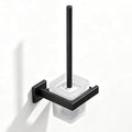 Matte Black Toilet Brush and Holder Set, Wall Mounted Toilet Bowl Brush with Long Handle, Stainless Steel Toilet Brushes for Bathroom-Space Saving