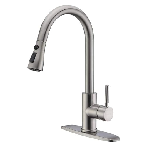 High-Arc Pull-Down Kitchen Faucet, Brushed Nickel, 3-Mode Sprayer