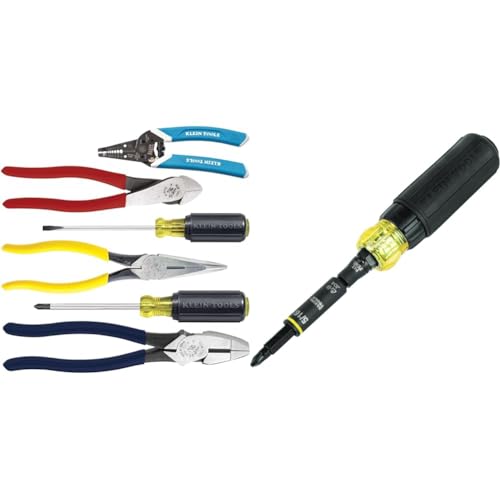 80080 6-Piece Hand Tool Kit with 2 Screwdrivers, 3 Pliers, Wire Stripper and Cutter and 32500HDRT 11-in-1 Ratcheting Impact Rated Screwdriver/Nut Driver
