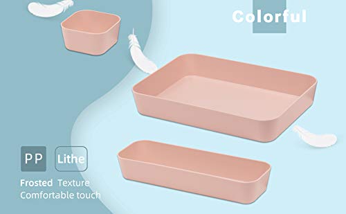 Color Plastic Desk Drawer Organizers For Makeup Bathroom Office Kitchen Vanity Drawer Storage Box Container Set Of 12 Pink - view 5