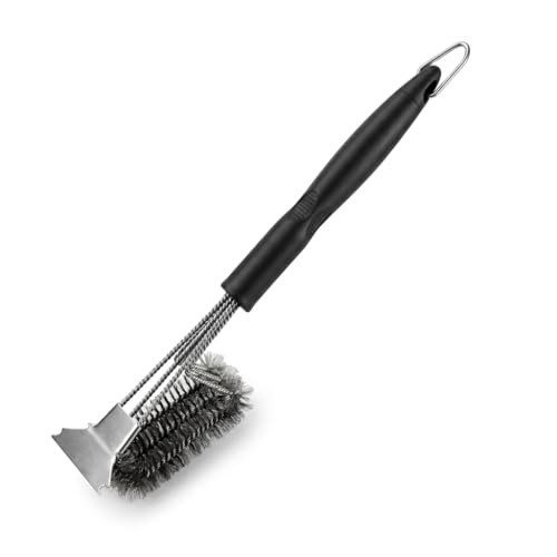 Grill Brush and Scraper - 17" Heavy Duty Stainless Steel BBQ Cleaner for Outdoor Grill, 3-in-1 Safe Wire Brush with Powerful Scraper for Gas, Charcoal, and Grilling Grates