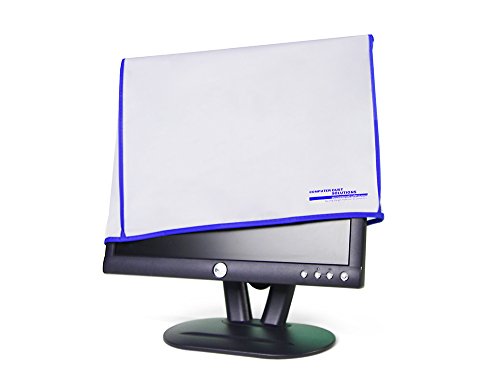 Computer Monitor dust Cover for Flat Panel LCD-Silky Smooth Anti-Static Vinyl with Blue Trim (22W x16H x3D) - view 3