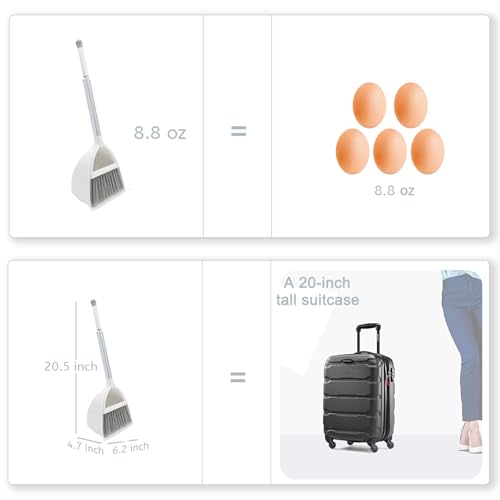 Small Broom and Dustpan Set, Household Mini Broom and Dustpan Set, Mini Broom and Cleaning Set Suitable for Various Small Areas (White) - view 6