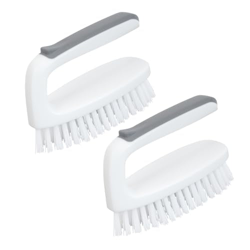 Carpet Cleaning Brush, Heavy Duty Scrub Brush with Handle, 2 Pack, White