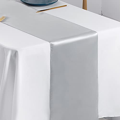 24 Pcs Silver Satin Table Runner 12 x 108 inches Long - view 6