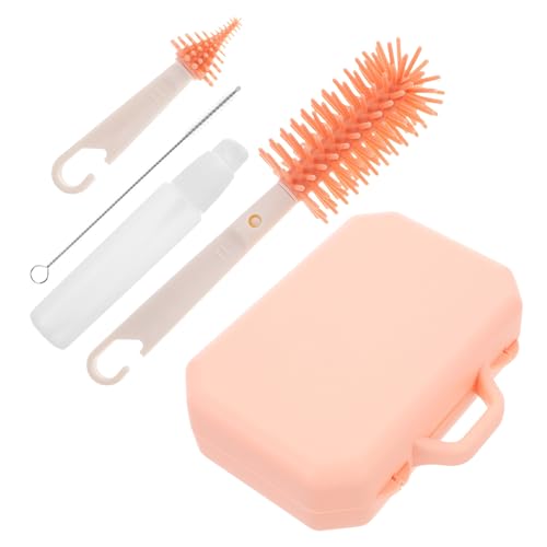 Portable Silicone Bottle Cleaning Brush Kit with Storage Rack