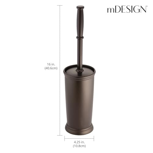 Toilet Bowl Brush and Holder - Covered Bathroom Toilet Brush - Standing Toilet Bowl Scrubber in Modern Holder - Compact, Space Saving, Deep Cleaning Brush for Toilet - Hyde Collection - Bronze - view 4