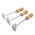 TOOLS 3PC. Stainless Steel Shave Hook Scraper Set With Wooden Handle, 8-3/4" Length, Made In Taiwan