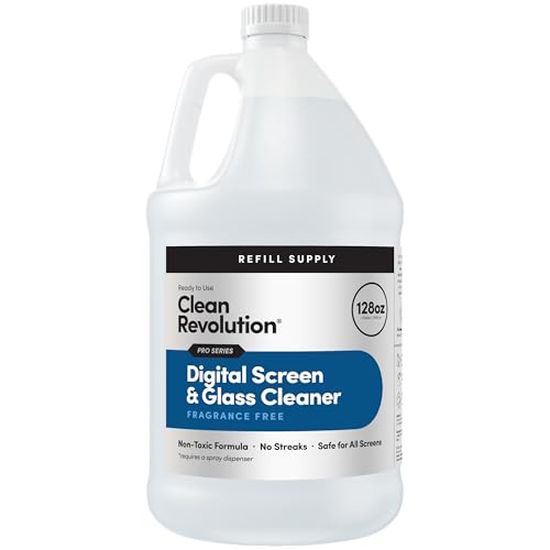 Pro Digital Screen and Glass Cleaner, Spray and Wipe TV Screens, Computers, Mirrors and Windows: Non-Toxic, No Harsh Chemicals or Odors.Unscented, 128 oz (Pack of 1) - Made in USA