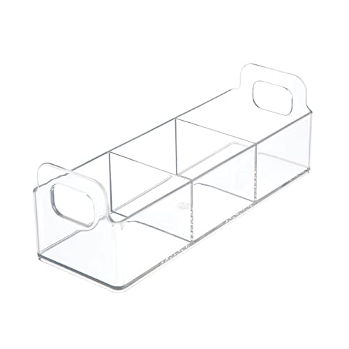 Plastic Condiment Organizer and Tea Bag Holder - 9" Long Kitchen Pantry/Countertop Storage Caddy - Divided Chip, Snack, Granola, Oatmeal Packet Holder - Lumiere Collection - 4 Pack - Clear - view 4