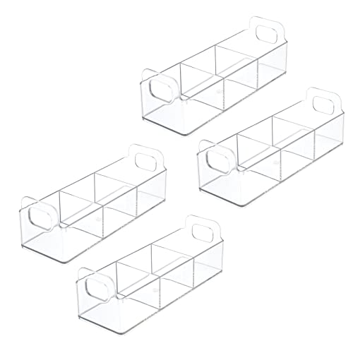 Plastic Condiment Organizer and Tea Bag Holder - 9" Long Kitchen Pantry/Countertop Storage Caddy - Divided Chip, Snack, Granola, Oatmeal Packet Holder - Lumiere Collection - 4 Pack - Clear - view 5