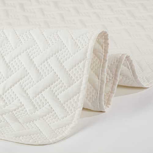 ComfortSure Soft 3-Piece Full/Queen Quilt Bedding Set, Includes Bedspread/Coverlet and Pillow Shams, Bedding for All Seasons, Machine Washable, Ivory - view 6