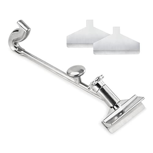 Commercial Grill Scraper with Replacement Blades, Heavy-Duty Flat Top Griddle Scraper with Long Handle, Stainless Steel Blade, Restaurant Grade Cleaning Tool