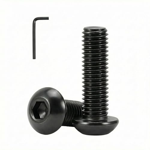 M4 x 50mm(30 Pack) Button Head Hex Socket Cap Screws Bolts, Hex Drive Bright Finish Fully Machine Thread, Corrosion Resistant Black Oxide 304 Stainless Steel 18-8 Screws
