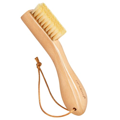 Laundry Stain Brush, Natural Soft Boar Bristles, Removes Tough Stains from Delicate Fabrics Like Knits, Cotton, and Linens, Gentle on Fabrics, No Damage
