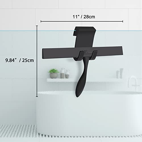 Squeegee for Shower Glass Door, 11-Inch Shower Squeegee for Glass Doors, Bathroom Silicone Squeegees Wiper for Shower with Non-Slip Handle, No-Drilling Silicone Hanging Hook, for Tiles, Mirror(Black) - view 5