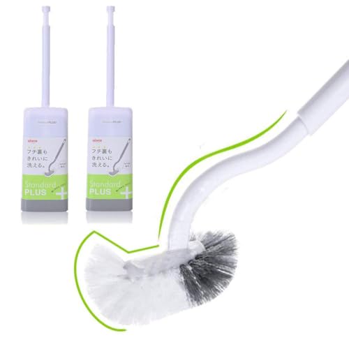 Bathroom Toilet Bowl Brush and Holder, Curved Design Toilet Brush for Deep Cleaning Under Rim, Best Toilet Brush Set, Easy Handy CompactToilet BowlCleaner Brush for Bathroom, 2 Pack