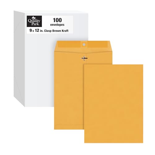 9 x 12 Clasp Envelopes with Deeply Gummed Flaps, Great for Filing, Storing or Mailing Documents, 28 lb Brown Kraft, 100 per Box (QUA37890)
