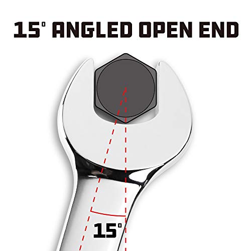 5/16-Inch SAE Combination Wrench, 12 Point Double Ended Box and Open End, 15 Degree Offset Polished - 644141 - view 4