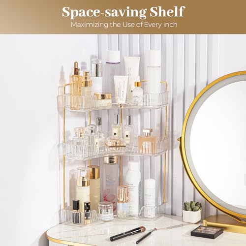 Corner Bathroom Organizer, 3 Tier Clear Makeup Shelf - view 6