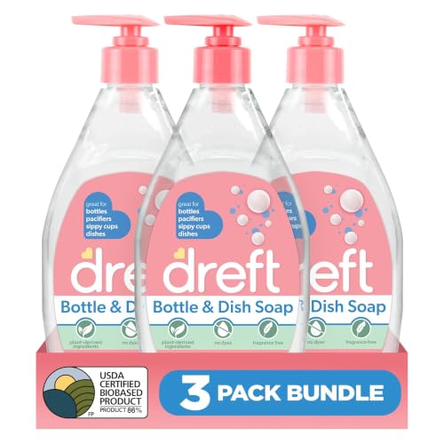 Bottle and Dish Soap | Made to Clean Baby Bottles, Sippy Cups, Pacifiers, Breast Pumps, & More | Gently Removes Milk Film & Odors | Plant Based, Fragrance Free Dish Soap | 18 Fl Oz (Pack of 3)