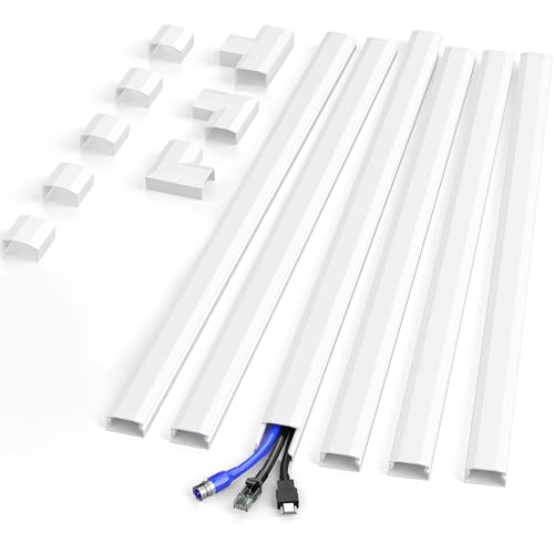 Cord Hider Wall, Cord Covers for 2-3 Wires, Easy Set up Cable Hider Wire Covers for Cords on Wall, Self-Adhesive Wire Hiders for TV on Wall, Cable Cover Management Kit, W1.0 H0.53in, White