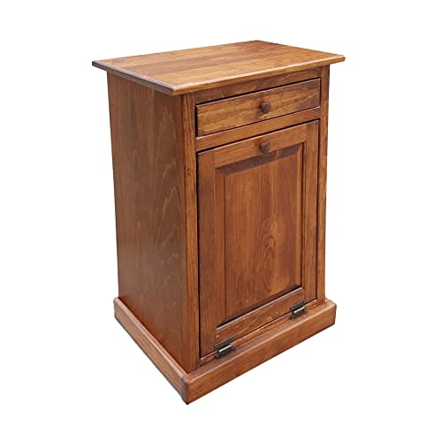 Wooden Tilt Out Trash Cabinet with Drawer, Cherry