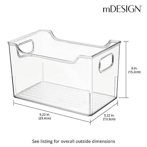Deep Plastic Office Storage Bins with Handles for Organization in Filing Cabinet, Closet, or Desk Drawers, Organizer for Notes, Pens, Pencils, and Staples - Ligne Collection - 4 Pack - Clear - view 4
