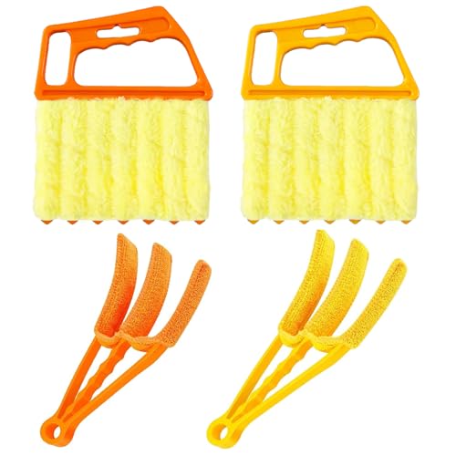 4 Pcs Blind Cleaner Duster Tool, 7-Finger Dusting Cleaner Tool for Window & Air Vent, Washable Handheld Microfiber Duster Blinds Air Conditioner Fan Keyboard Duster Dirt Tool