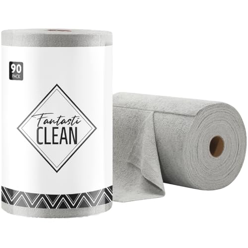 Microfiber Cleaning Cloth Roll- 90 Sheets, 12" x 12" (Grey)