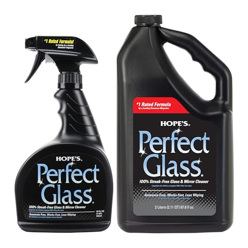 Perfect Glass Cleaner, Streak-Free, Ammonia-Free Window, Mirror, Screen, and Shower Door Cleaner, Indoor and Outdoor Glass Surfaces, 32 Fl Oz Spray Bottle and 67.6 Fl Oz Refill, Pack of 1