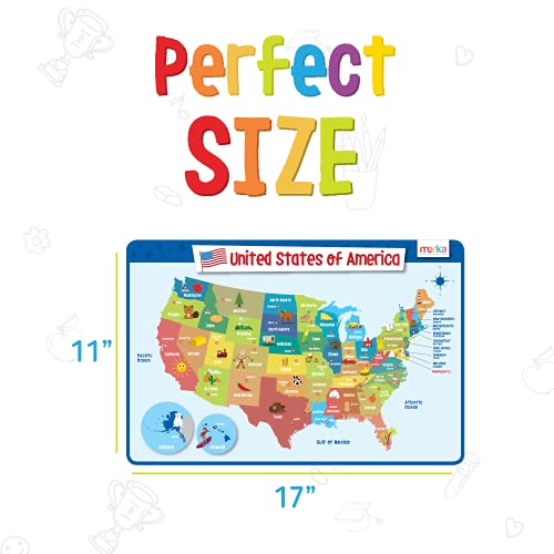 Kids Educational Placemat Set 4-Pack - 17 x 11 in Multicolor Silicone - Washable & Reusable with Secure Grip Backing - Map Placemats for Kids, Solar System, Human Body, World & US Map - view 4